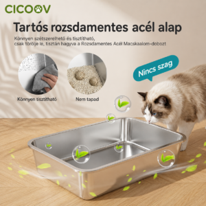 Cicoov 30L Extra Nagy Rozsdamentes Macska WC 3 az 1-ben Kialakítással -1