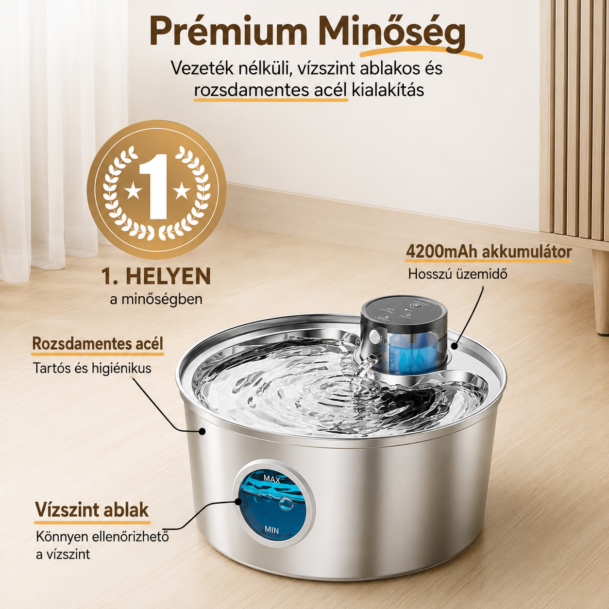 Cicoov 3,2L Akkumulátoros Automata Kisállat Itató-3