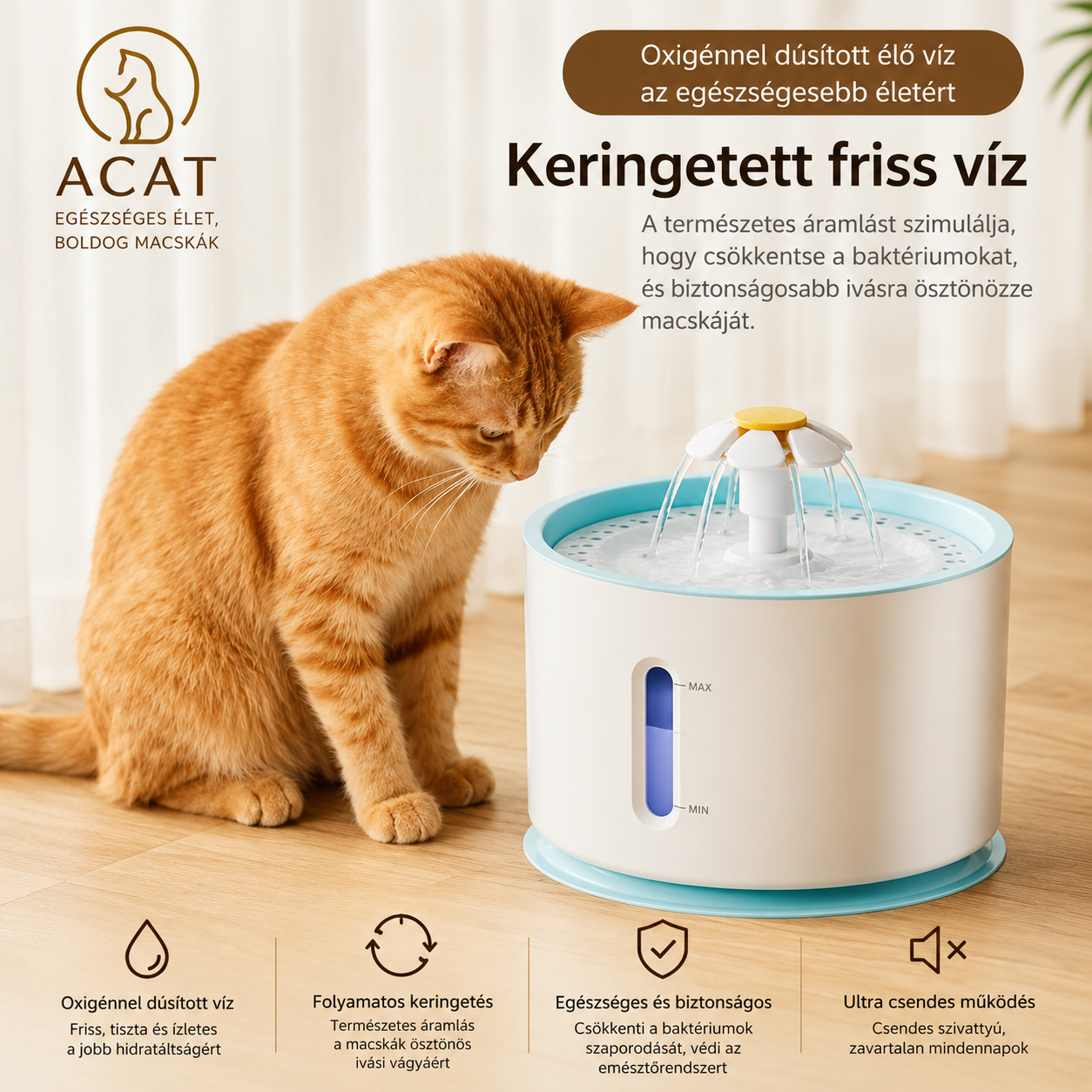 Cicoov 3,2L LED Világításos Automata Kisállat Itató-1