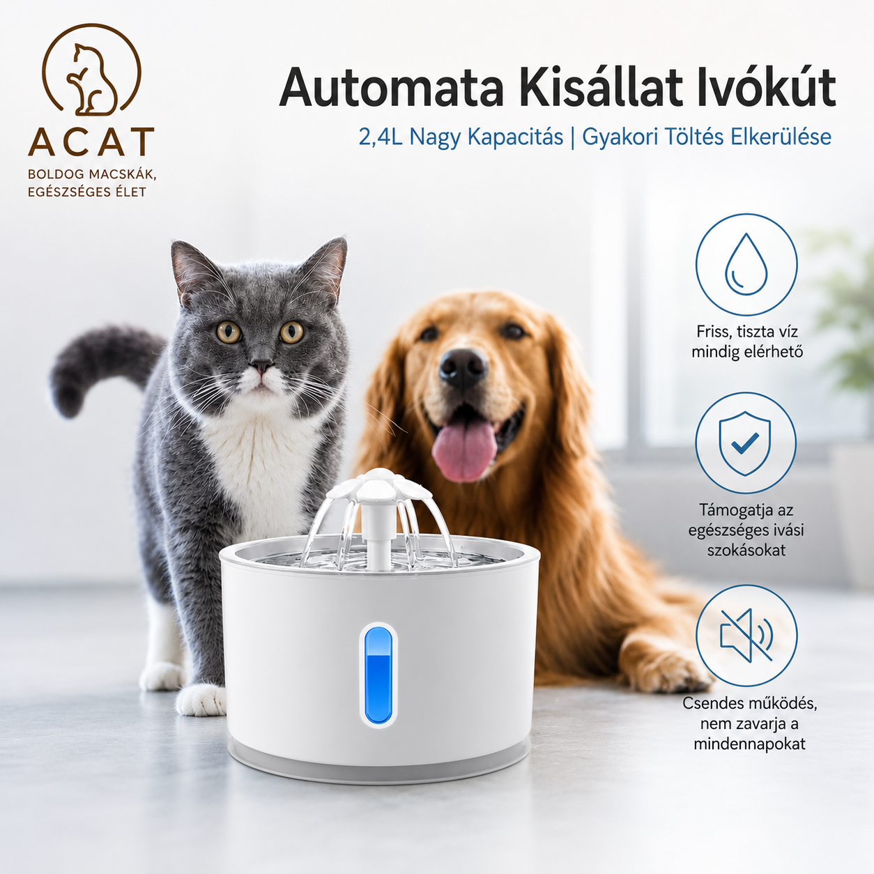 Cicoov 3,2L LED Világításos Automata Kisállat Itató-2