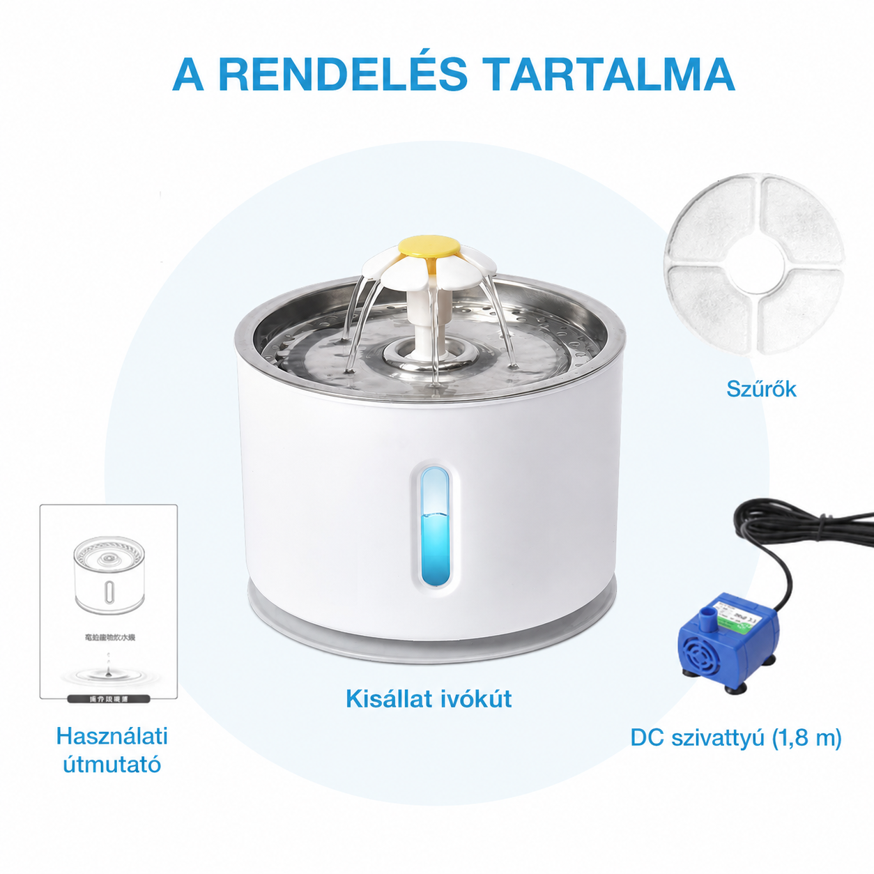 Cicoov 3,2L LED Világításos Automata Kisállat Itató-3