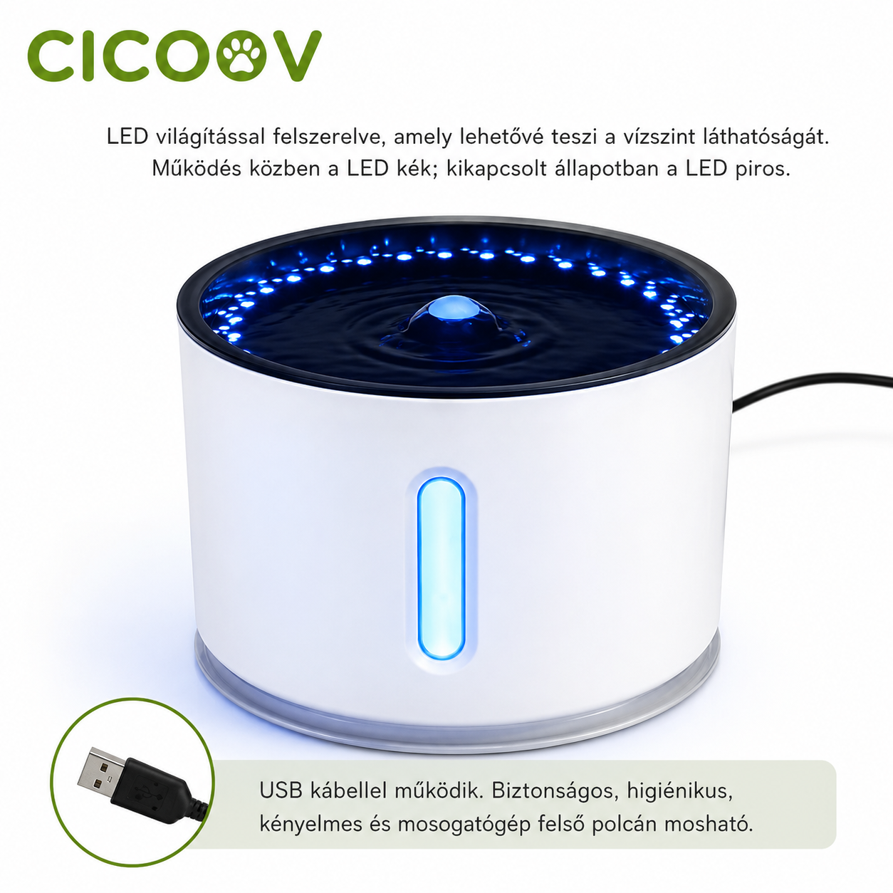 Cicoov 3,2L LED Világításos Automata Kisállat Itató - Image 6