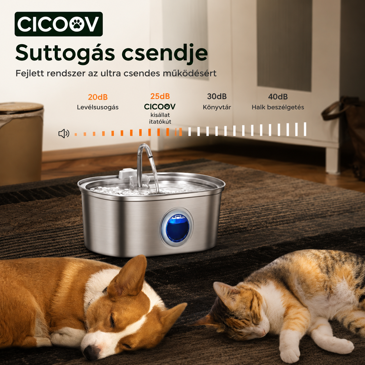 Cicoov 3,2L Rozsdamentes Acél Itató Vízszint Ablakkal-2