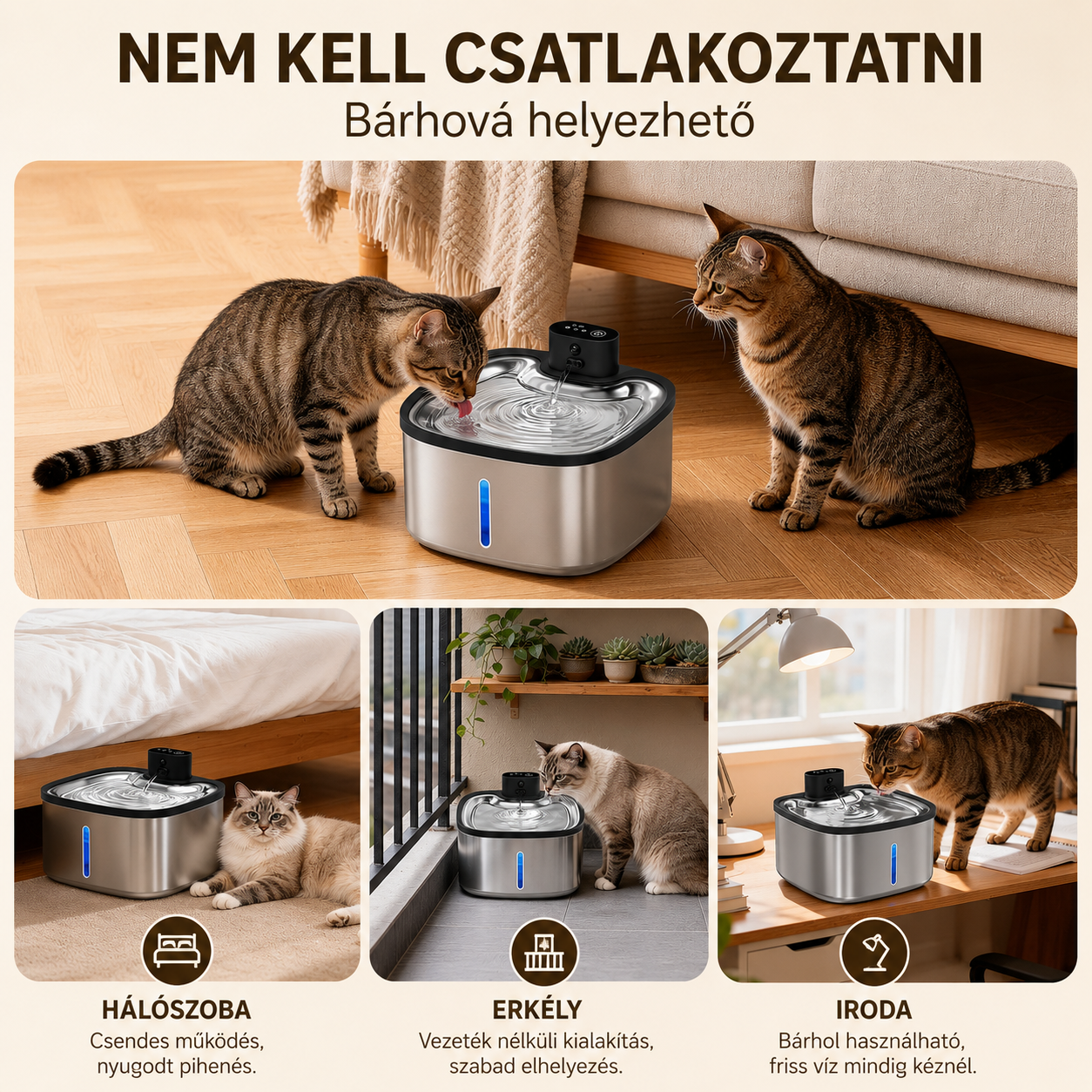 Cicoov 3,5L Smart Szenzoros Macska Itató-3