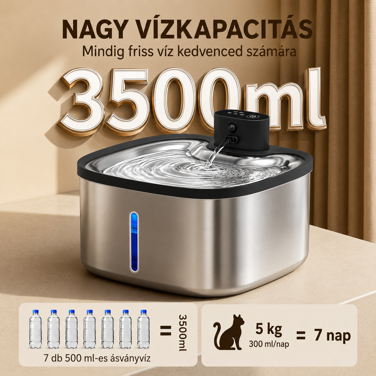 Cicoov 3,5L Smart Szenzoros Macska Itató-5