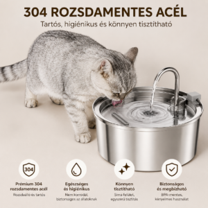 Cicoov 3L Rozsdamentes Acél Automata Kisállat Itató-1