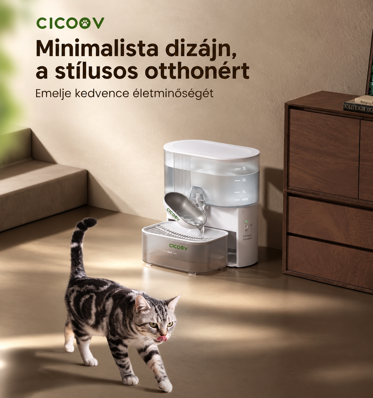 Cicoov 3L Vezeték Nélküli Automata Macska Itatókút-1