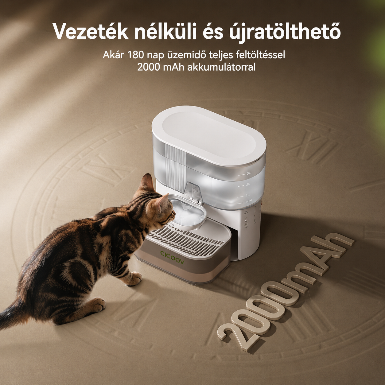 Cicoov 3L Vezeték Nélküli Automata Macska Itatókút-2