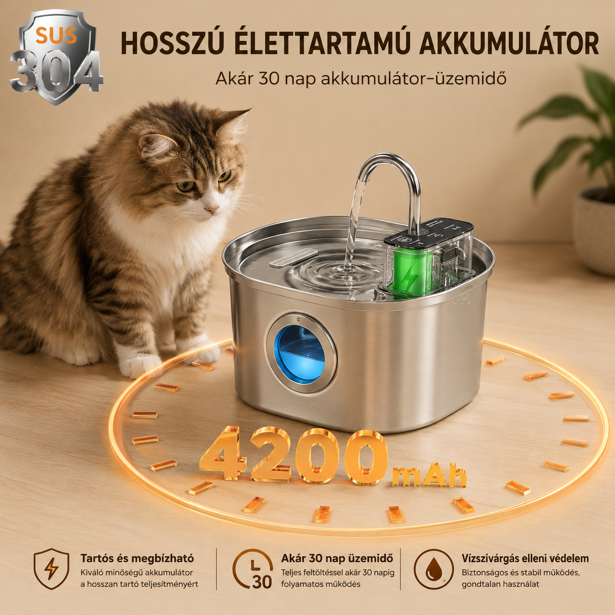Cicoov 3L Vezeték Nélküli Szenzoros Macska Itató-1