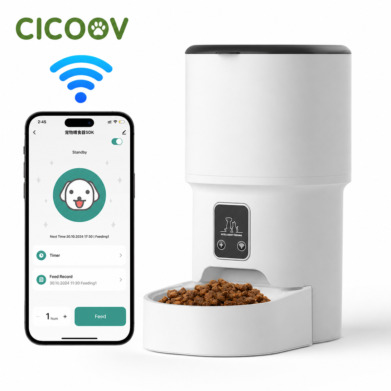 Cicoov 4L Okos Automata Kisállat Etető WiFi Vezérléssel-1