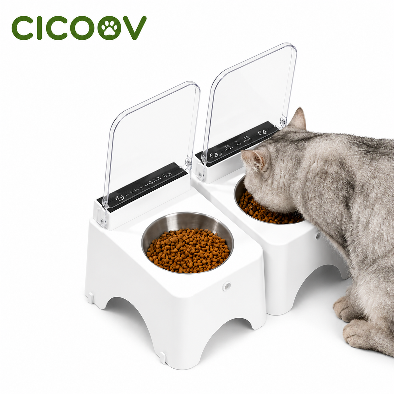 Cicoov Indukciós Kisállat Etetőtál Automata Porvédő Fedéllel