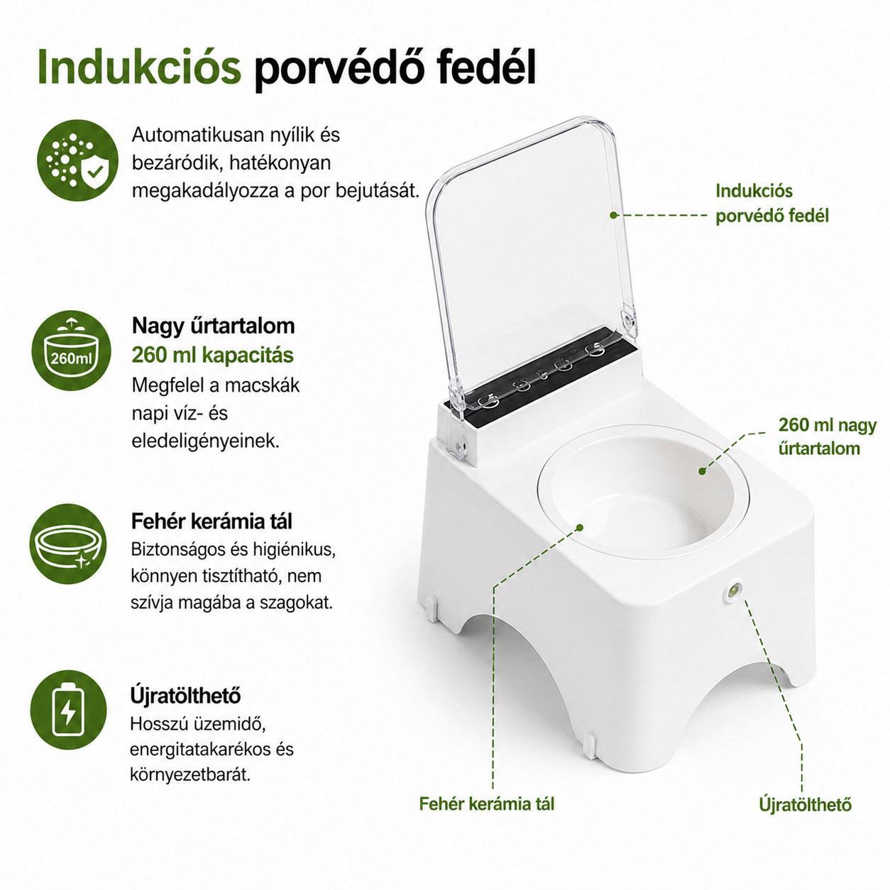 Cicoov Indukciós Kisállat Etetőtál Automata Porvédő Fedéllel-1