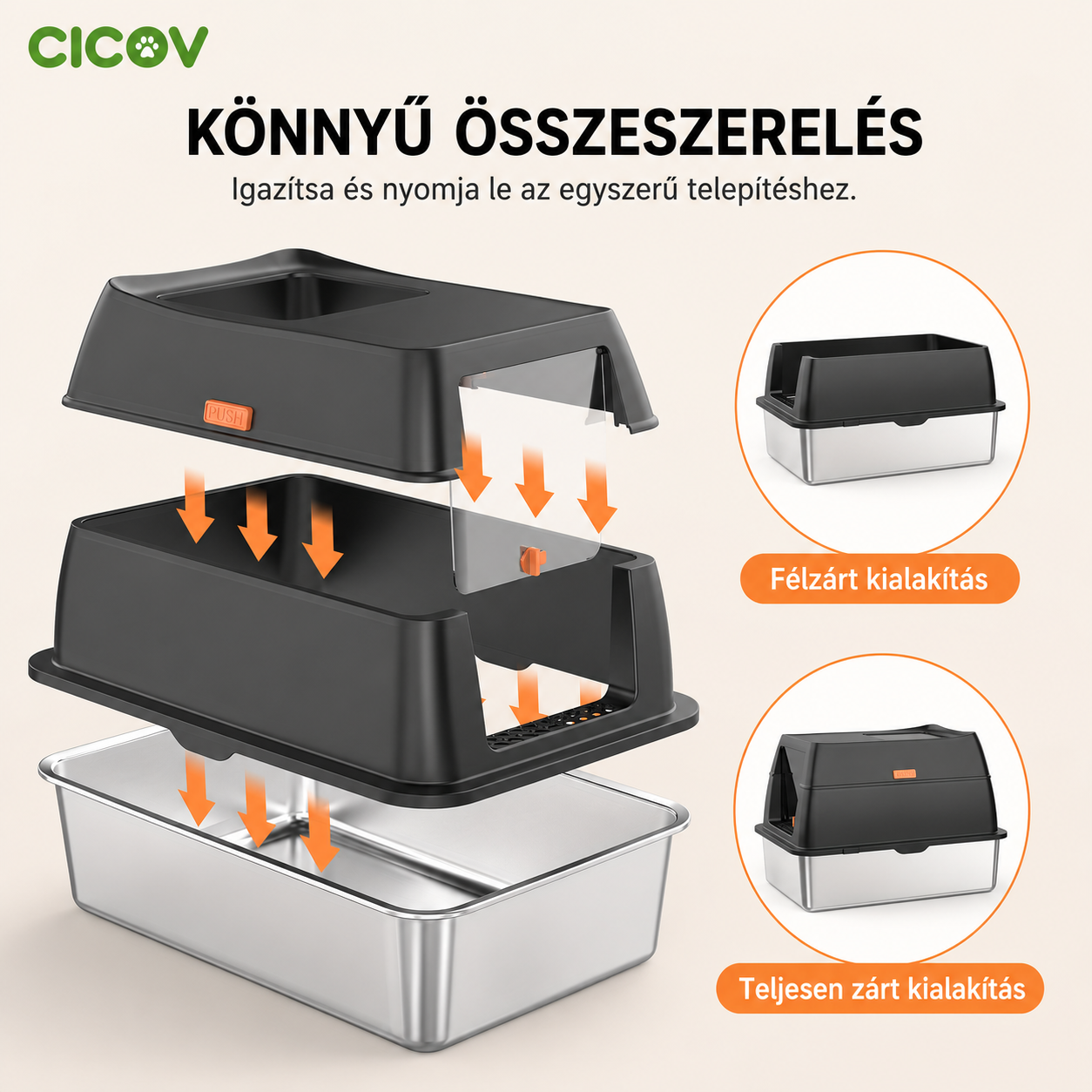 Cicoov Kétirányú Zárt Rozsdamentes Macska WC Dupla Szűrővel-2