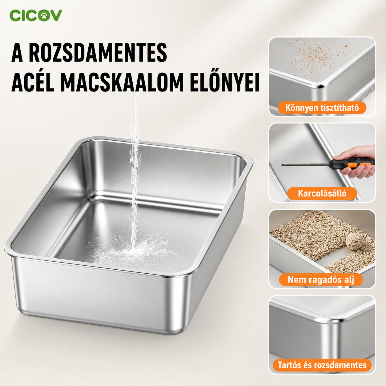Cicoov Kétirányú Zárt Rozsdamentes Macska WC Dupla Szűrővel-5