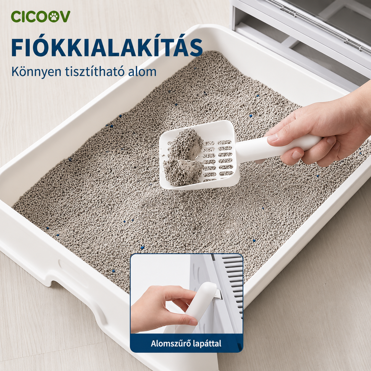 Cicoov Összecsukható Fiókos Macska WC Felső Kijárattal-3