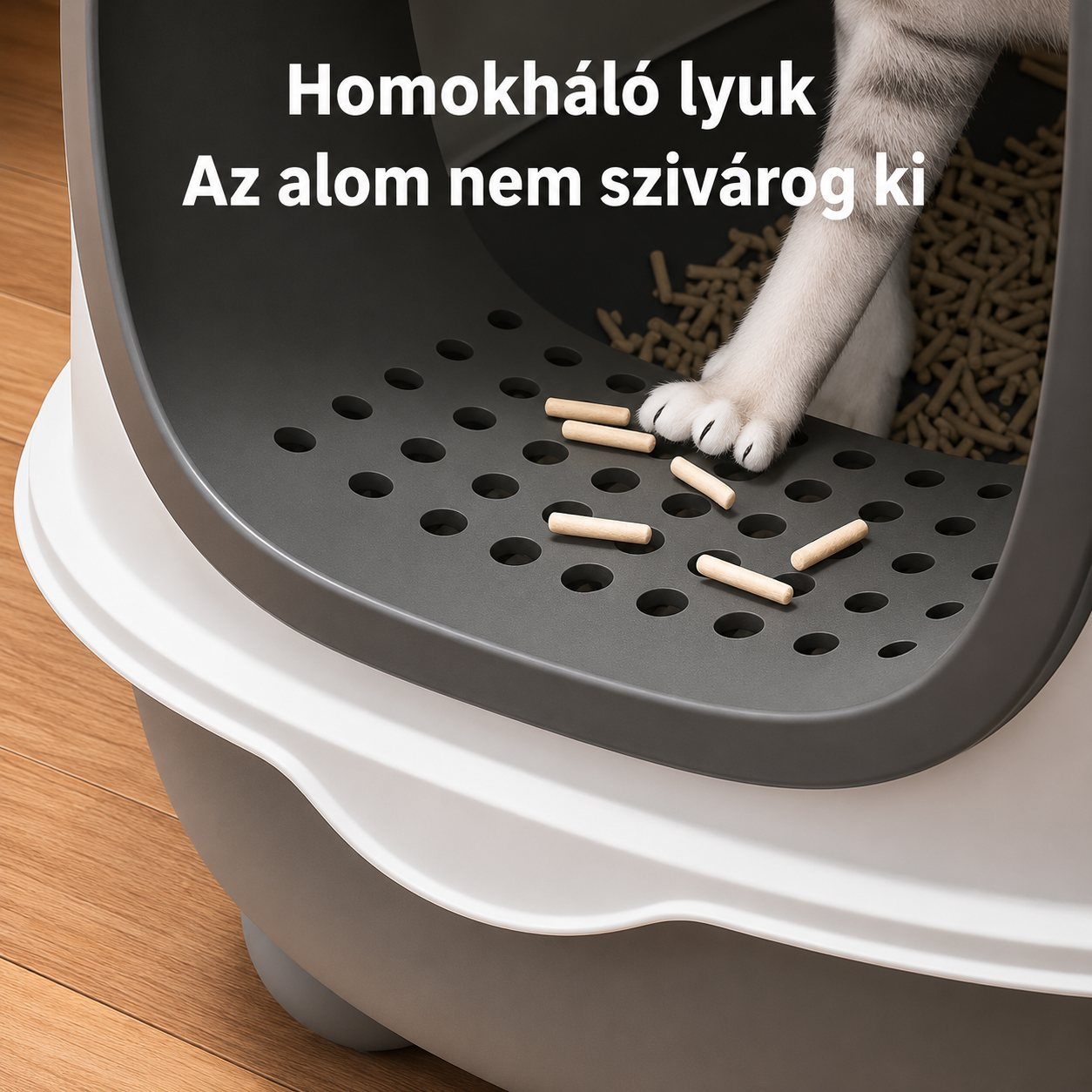 Cicoov Tágas Zárt Macska WC 180°-ban Felnyitható Tetővel-5