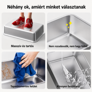 Cicoov XL Rozsdamentes Acél Macskaalom Tálca Magasított Szivárgásmentes Peremmel-2
