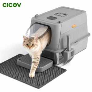 Cicoov XL Zárt Rozsdamentes Macska WC Alomszűrő Pedállal