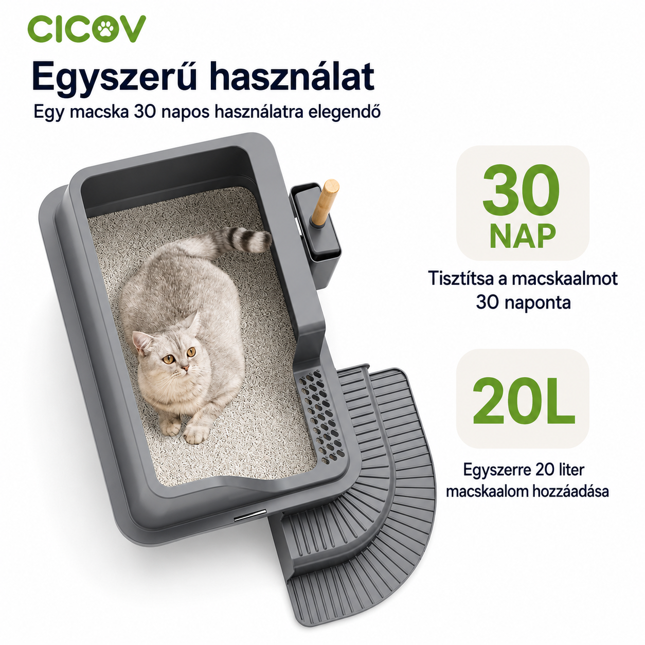 Cicoov XL-es Rozsdamentes Acél Macska WC Magasított Peremmel-5
