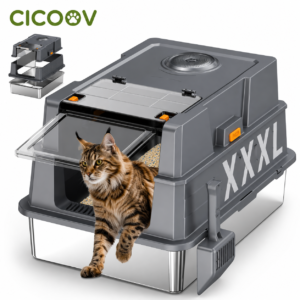 Cicoov XXXL Óriás Rozsdamentes Macska WC 180°-os Nyitással