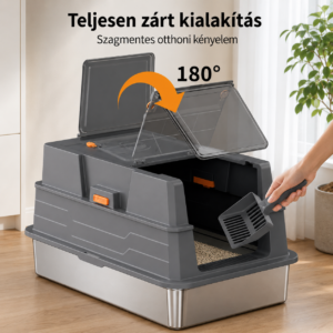 Cicoov XXXL Óriás Rozsdamentes Macska WC 180°-os Nyitással-2