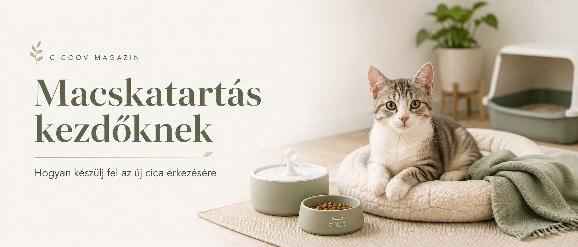 Macskatartás kezdőknek – felkészülés az új cica érkezésére, etetővel, itatókúttal és alomtálcával